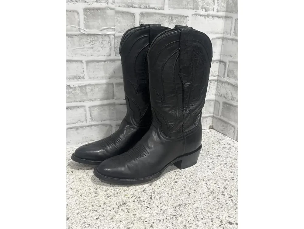 Allens Boots Black Leather Men's Western Cowboy Boots